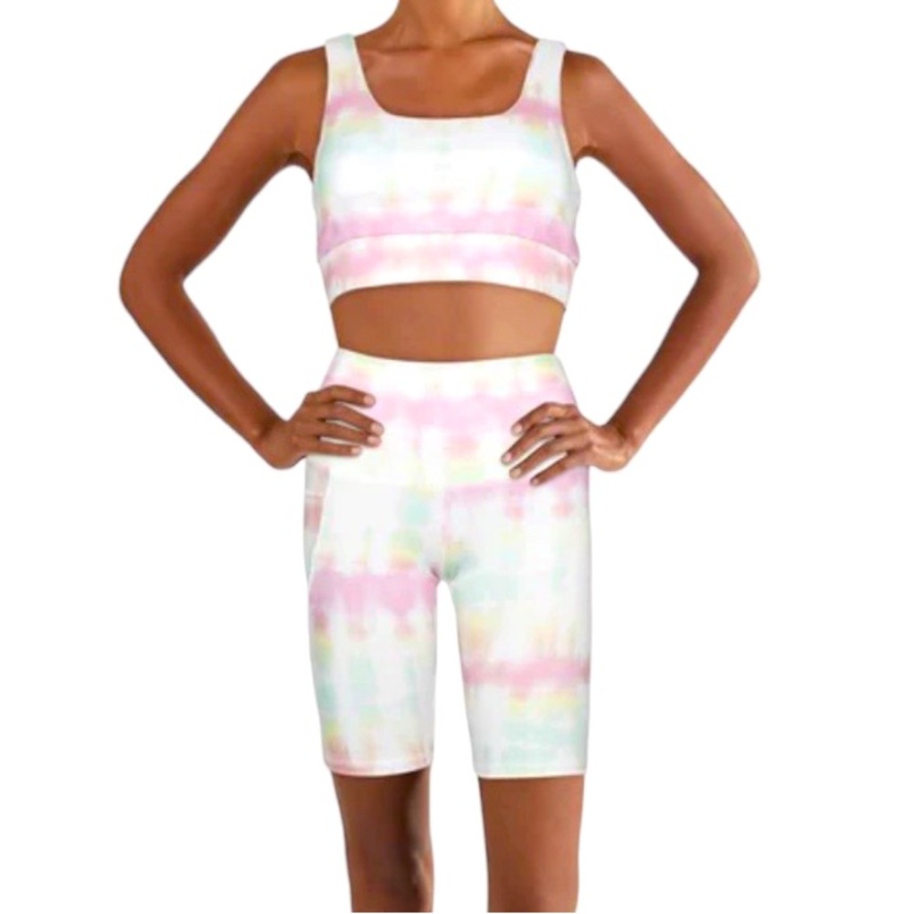CATHERINE MALANDRINO TWO PIECE GYM BIKER SHORT SET SIZE MEDIUM